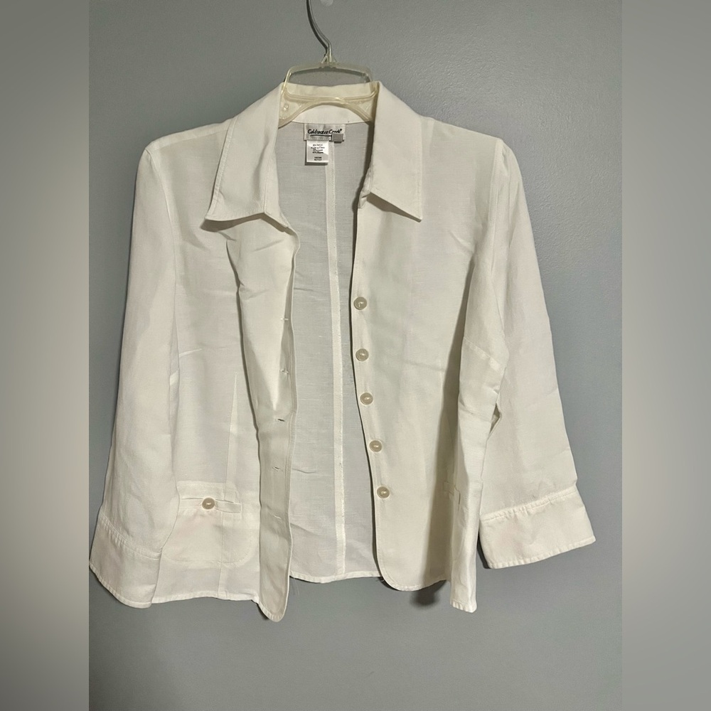 White Linen Button Up Blouse